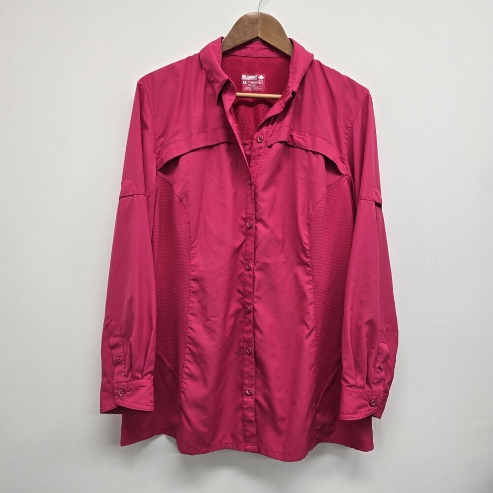 Reel Legends Freewater Button Up Shirt Size 1X Performance Fishing Outdoor Pink